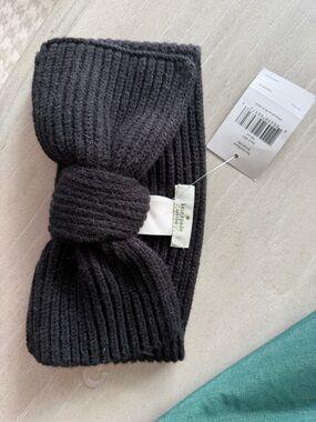 NWT kate spade black ribbed bow headband with tag